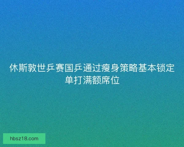 休斯敦世乒赛国乒通过瘦身策略基本锁定单打满额席位